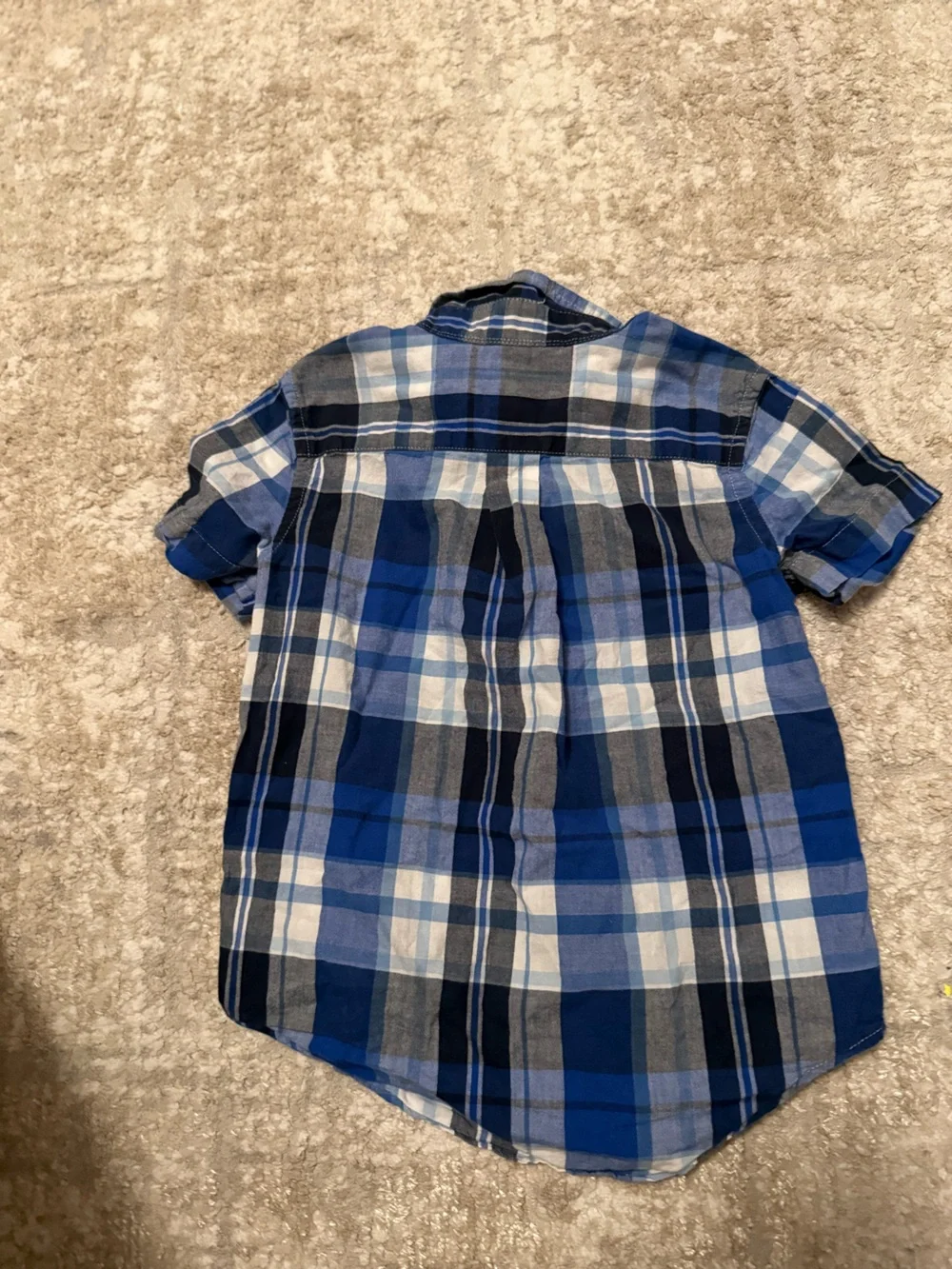 Ralph Lauren Blue White Gray Plaid Short Sleeve Button-Down Cotton Shirt size 4T